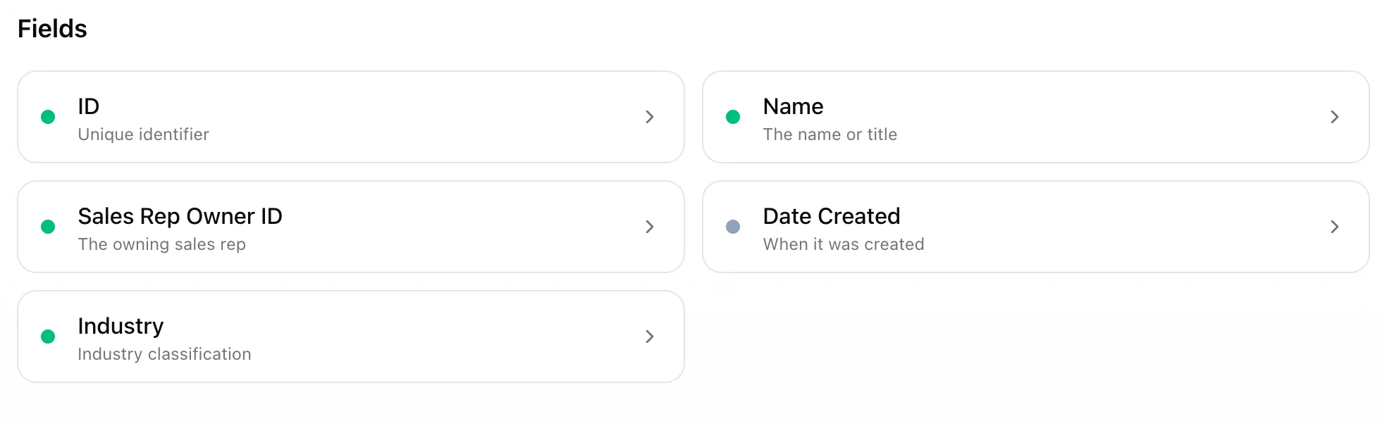 Account field cards in Moneyball Data Pipeline.