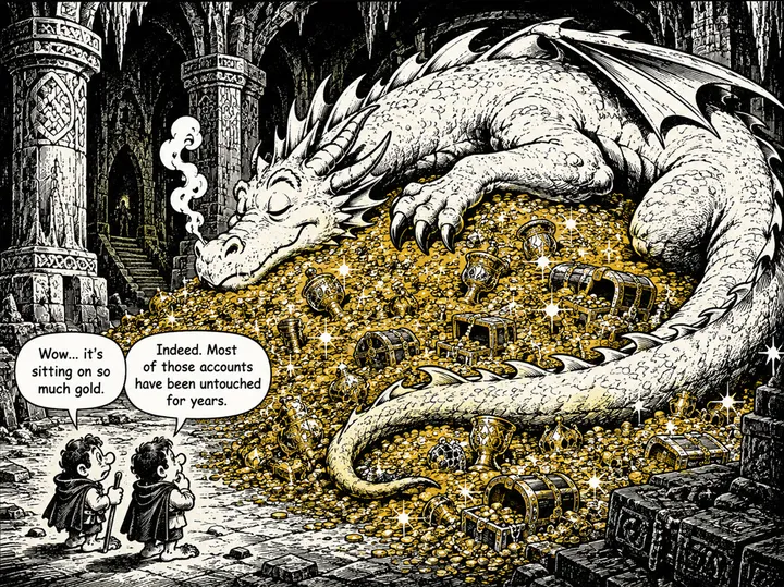 A dragon sleeping on a pile of hidden pipeline treasure.