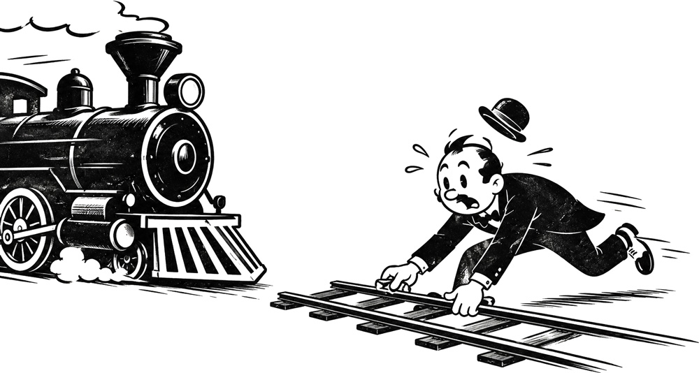 Workers laying down train tracks