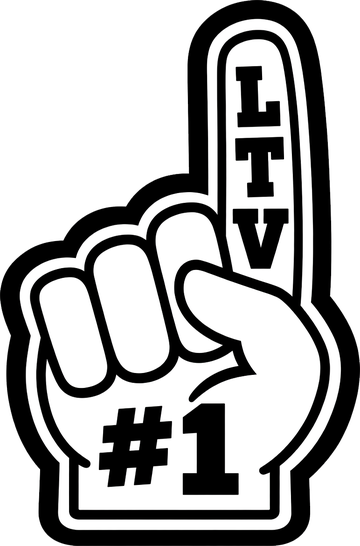 A foam #1 finger with LTV written up the finger.
